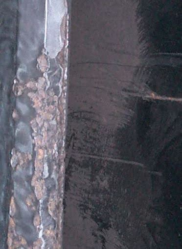 Danos nas pás da turbina.